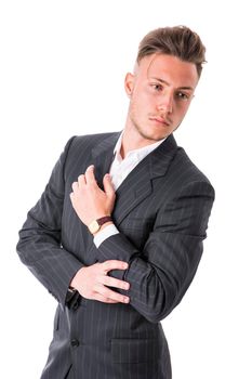 Elegant young man with business suit in studio