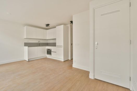 A small corner kitchen in a minimalist style
