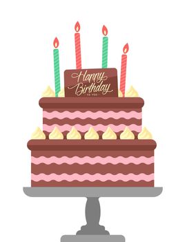 Happy birthday ( birthday cake motif ) vector illustration