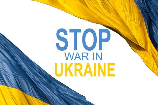 Stop War Banner text with Ukraine flag. International protest, Stop the war against Ukraine. illustration
