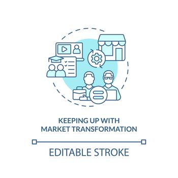 Keeping up with market transformation turquoise concept icon