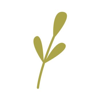 Simple plant, twig with leaves, vector flat design element