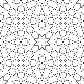 Seamless geometric ornament . Black and white repeating geometric texture . Arabic motif