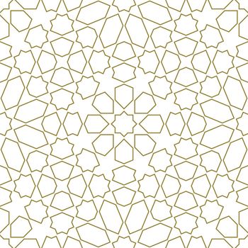Seamless geometric ornament . Brown color lines . Arabic motif