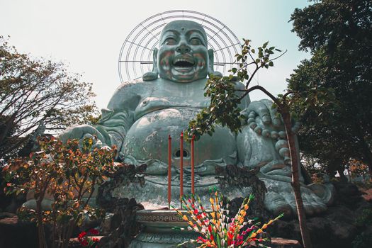 Smiling Buddha Statue in Linh An Pagoda in Da lat, Vietnam