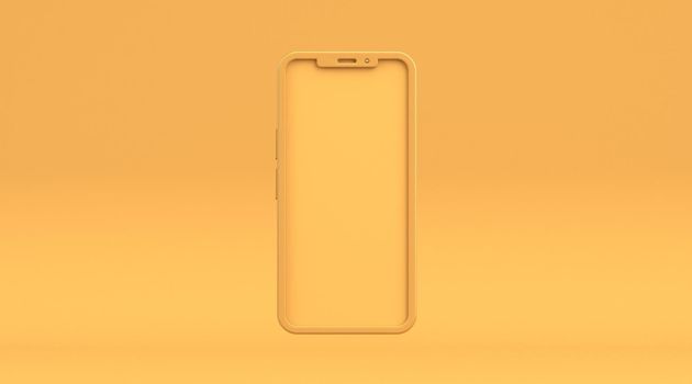 Smartphone blank yellow display 3D