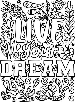 Live Your Dream Motivational Quote Coloring Page
