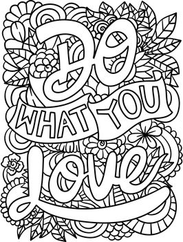 Do What You Love Motivational Quote Coloring Page