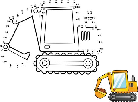 Dot to Dot Isolated Excavator Coloring Page