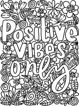 Positive Vibes Only Motivational Quote Coloring