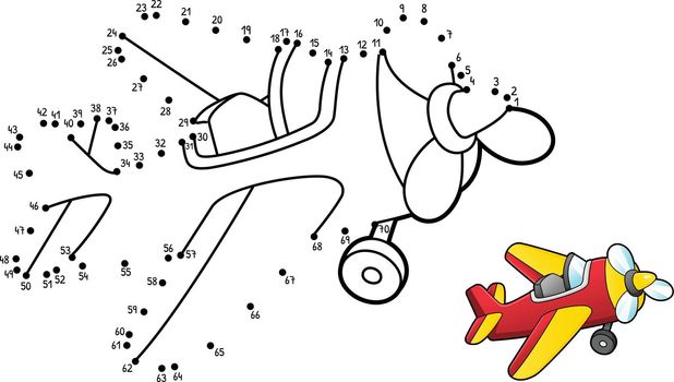 Dot to Dot Propeller Plane Isolated Coloring Page