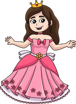 Princess In front of the Castle Cartoon Clipart