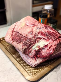 seasoning of beef brisket chunks of meat for smoking