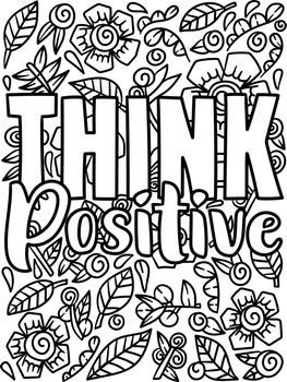 Think Positive Motivational Quote Coloring Page