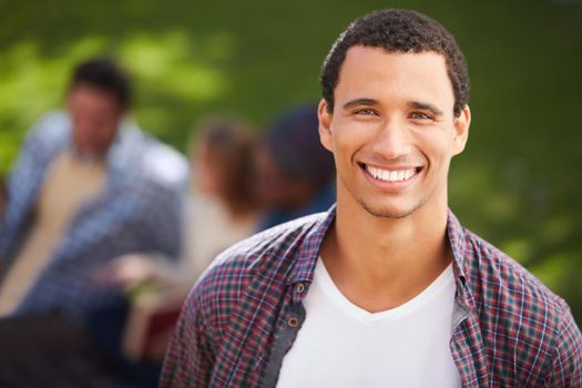Going to college was the best decision I made. Cropped portrait of a happy young man on campus.