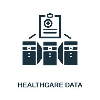 Healthcare Data icon. Simple illustration from healthcare innovations collection. Monochrome Healthcare Data icon for web design, templates and infographics.