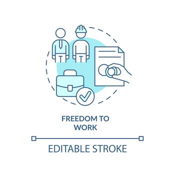 Freedom to work turquoise concept icon