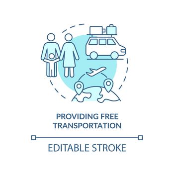 Providing free transportation turquoise concept icon