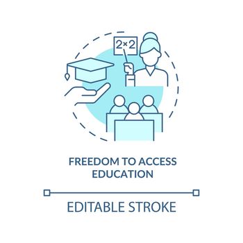 Freedom to access education turquoise concept icon