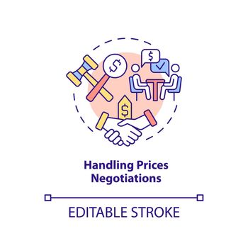Handling prices negotiations concept icon