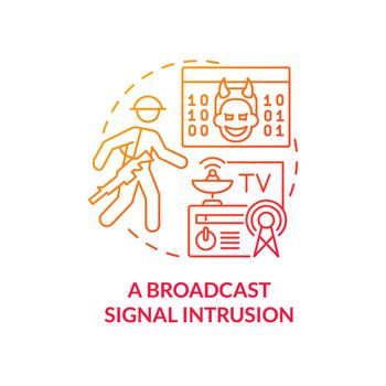 Broadcast signal intrusion red gradient concept icon