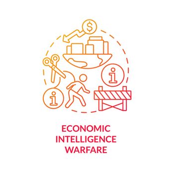 Economic intelligence warfare red gradient concept icon