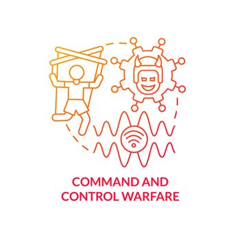 Command and control warfare red gradient concept icon