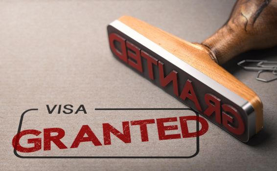 Visa granted. Immigration concept.