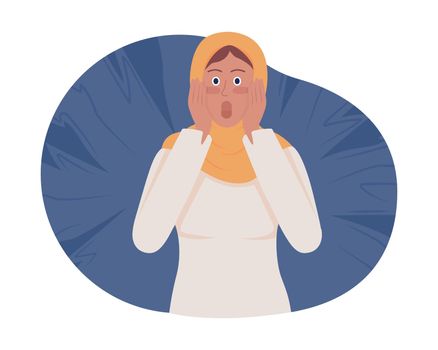 Terrified woman 2D vector isolated illustration