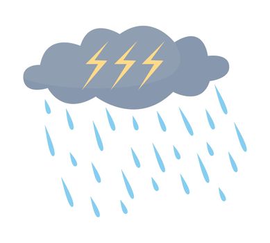 Thunderstorm semi flat color vector element