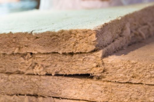 Mineral wool for home insulation close-up