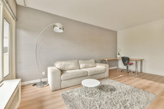 A spacious living room in a modern apartment