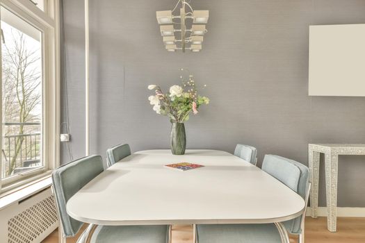Dining area with metal furniture