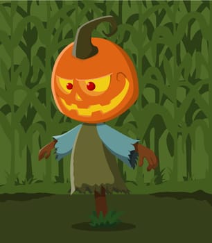 Cartoon Halloween Pumpkin Head Character