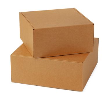 Craft cardboard boxes isolated on white background