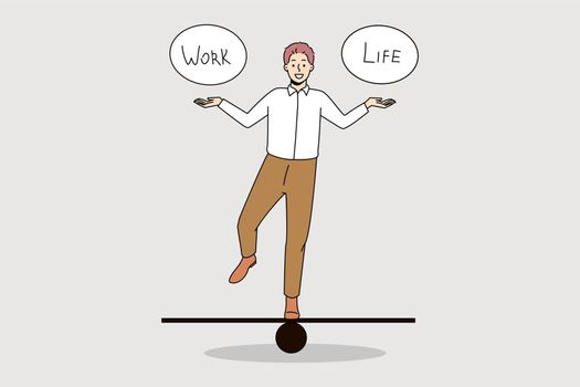 Happy businessman balancing between work and life