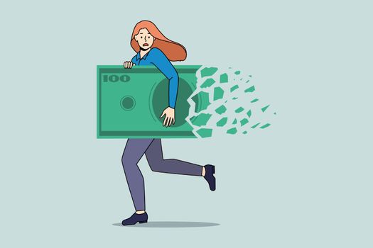 Woman with dollar bill collapsing