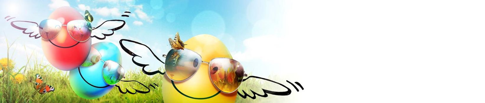 Beautiful Easter background with colorful Easter eggs