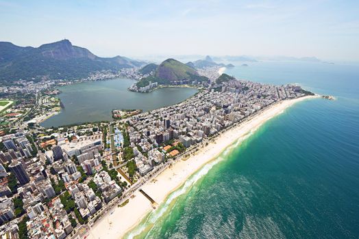 Aerial view of Rio De Janeiro, Brazil.