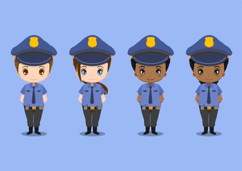 Cute Kids Wearing Police Uniforms Set