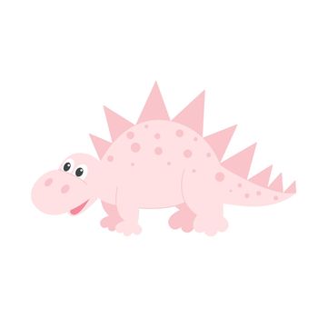 Kind cute pink dinosaur cartoon isolated object