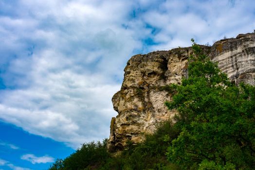 White mineral rock in the Bakota, Ukraine, Podilski tovtry National park