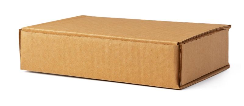 Brown cardboard box isolated on white background