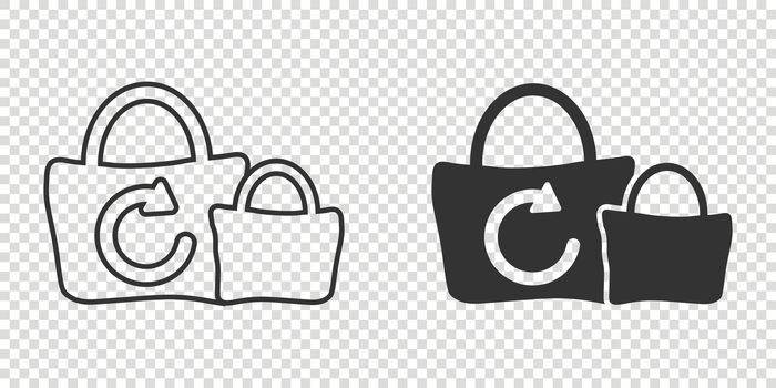 Eco bag icon in flat style. Ecobag vector illustration on white isolated background. Reusable shopper sign business concept.