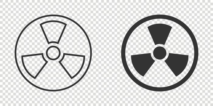 Nuclear radiation icon in flat style. Radioactivity vector illustration on white isolated background. Toxic sign business concept.