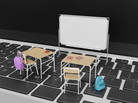small classroom on a laptop keyboard