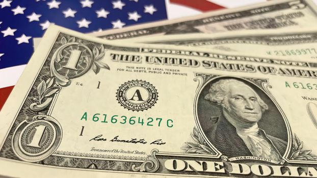 Close up US dollar banknotes on background for finance and economy