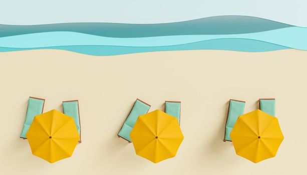 umbrellas and loungers on an artificial beach studio