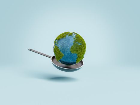 planet earth on a frying pan