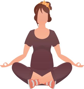 A woman sits in the lotus position. Isolated. Vector illustration.